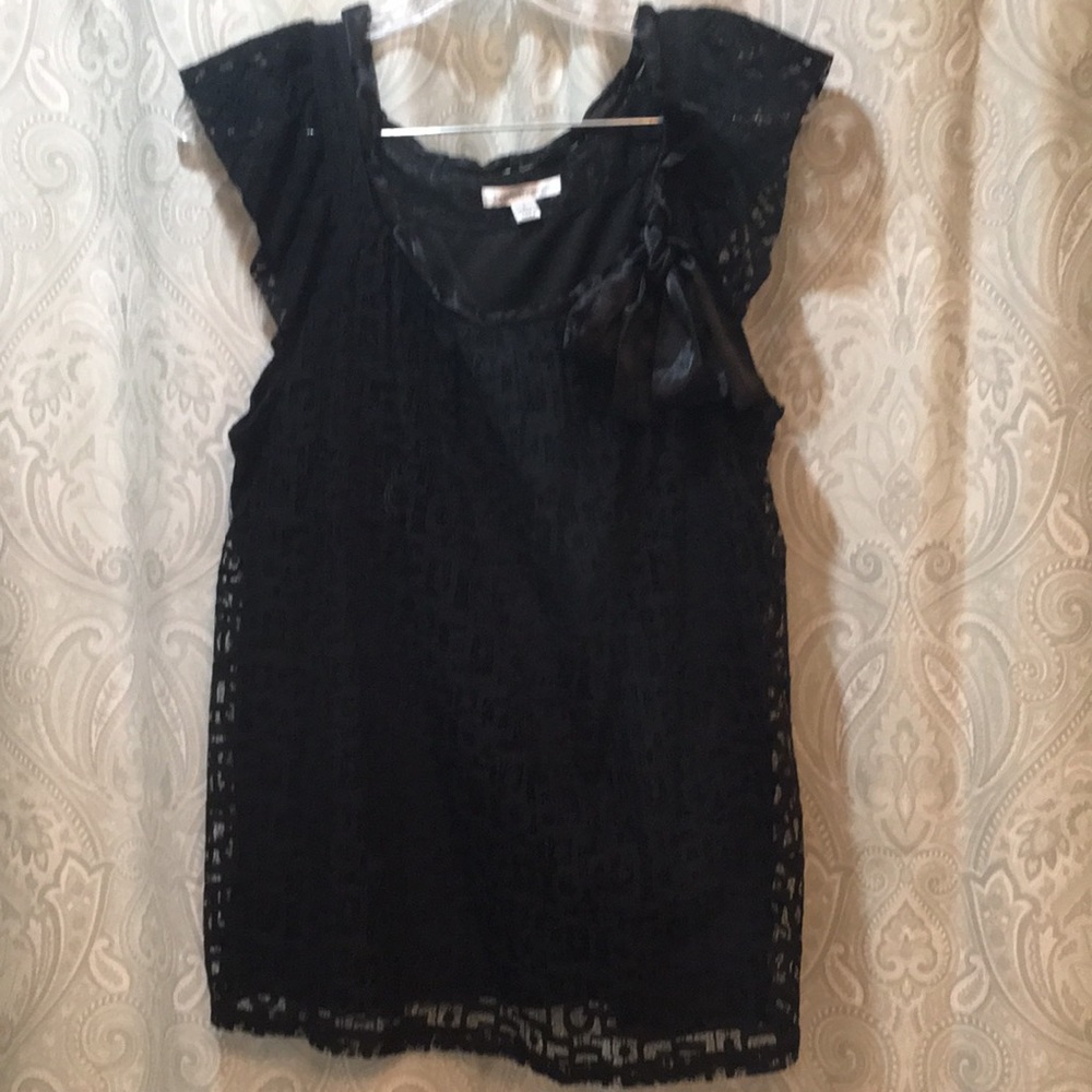 Black ribbons 🎀 lace feminine blouse